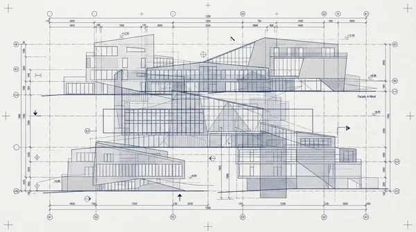 Layered architectural drawings illustrating a documentation workflow